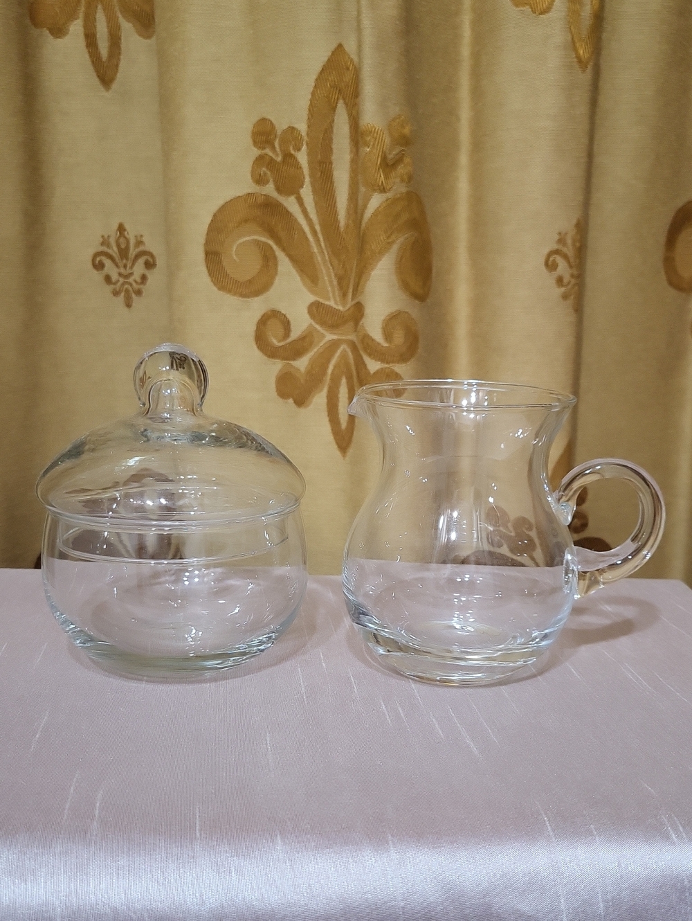 NWOT Y2K Glass Sugar Jar with Lid and Creamer Pitcher Set